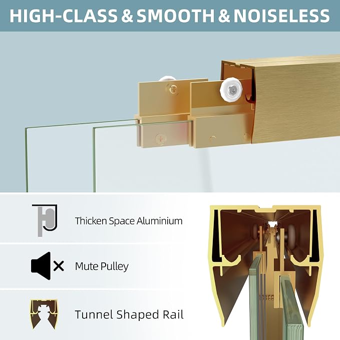 GETPRO Shower Door Double Sliding 62-66 in. W x 72 in. H Semi-Frameless Bypasss - Image 6