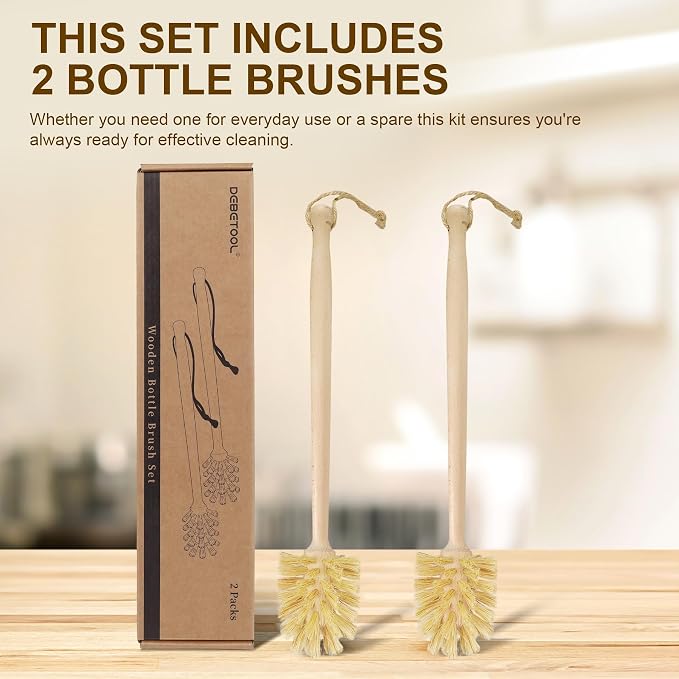 2-Pack Natural Wooden Bottle Brush - Image 6
