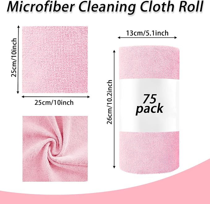 Microfiber Cleaning Cloth Roll, 75 Pack Reusable Tear Away Microfiber Towels - Image 2