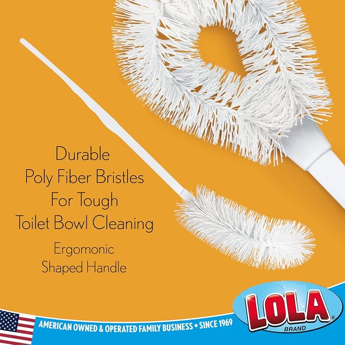 LOLA Toilet Bowl Brush w/Curved Head, 3 Pack, Coated Wire, Durable Poly Bristles - Image 4
