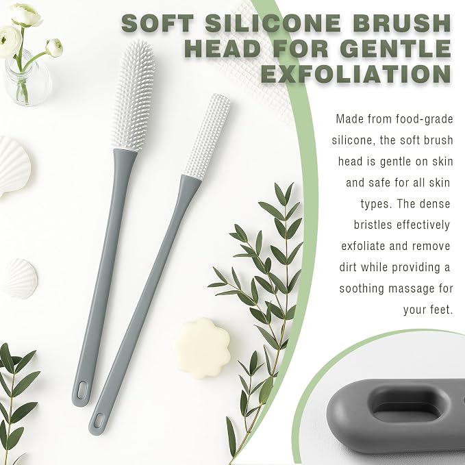 2-Pack Toe Cleaning Brush with Long Handle – Foot Scrubber & Exfoliating - Image 3