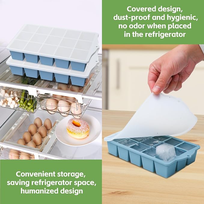 Silicone Ice Cube Tray, 2 Pack Easy-Release Stackable Ice Trays - Image 5