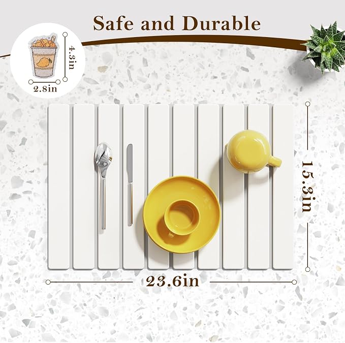 Large Stone Dish Drying Mats for Kitchen Counter, 23.6“x 15.3”, Eco-Friendly - Image 2