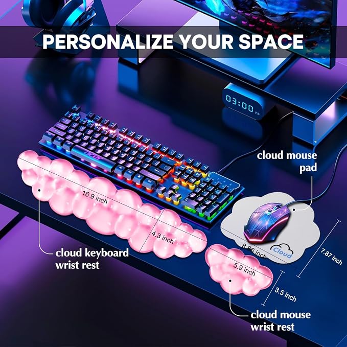 JIKIOU Clear Gel Wrist Rest for Keyboard and Mouse, Cool Silicone Mouse Wrist - Image 3
