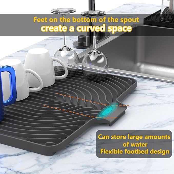 Silicone Drying Mat for Kitchen Counter, Dish Drying Rack Matt - Image 4
