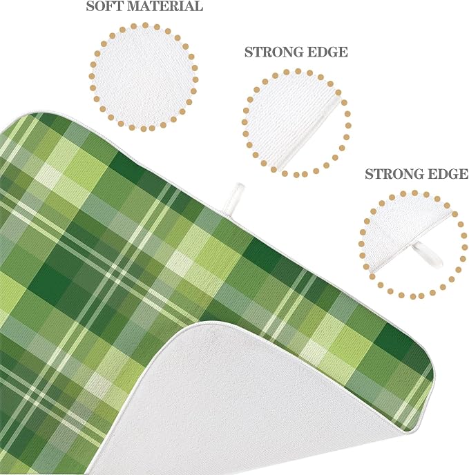 St. Patrick's Day Dish Drying Mat 18 x 24 Inch Green Buffalo Plaid Drying Mat - Image 7