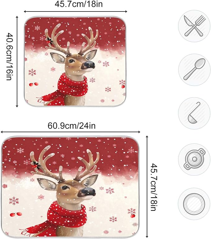 Christmas Reindeer Dish Drying Mat - Image 2