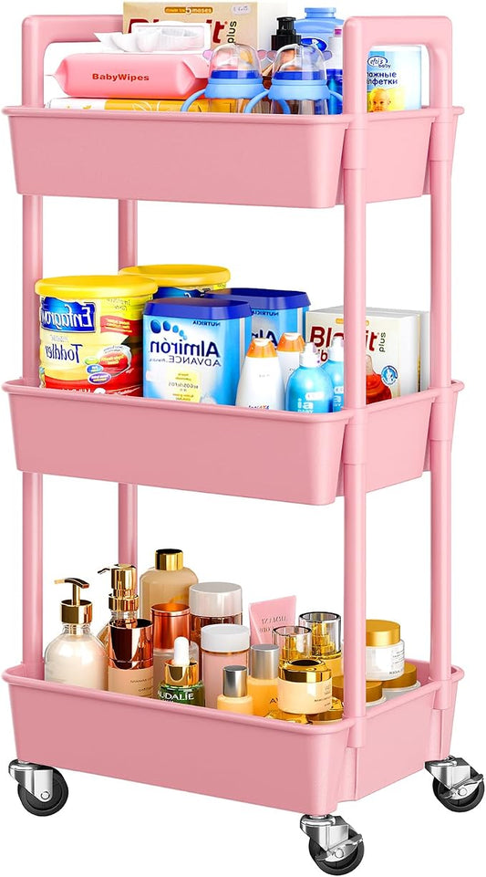 Pipishell 3 Tier Rolling Cart Organizer, Plastic Rolling Cart by Pipishell