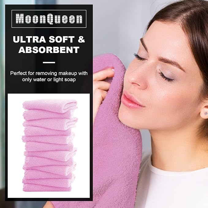 MOONQUEEN Microfiber Facial Cloths Fast Drying Washcloth 12 Pack - Image 2