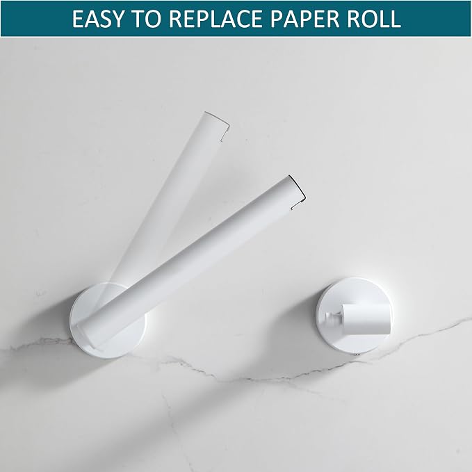 BVL Toilet Paper Holder Matte White Wall Mount Stainless Steel 304 Large Mega - Image 2