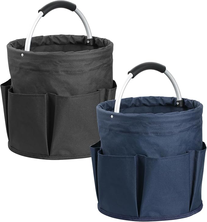 17L Bucket Tool Organizer with 6 Side Pockets, Folding Gardening Tool Bag by IHOMAGIC