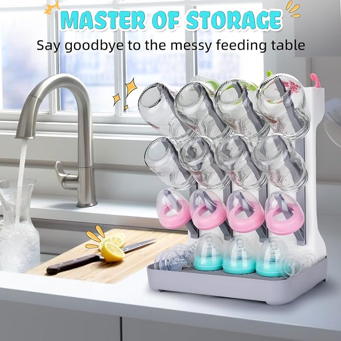 Baby Bottle Drying Rack: Space Saving Vertical Bottle Drying Holder - Image 2