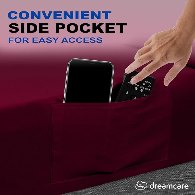 DREAMCARE California King Sheet Sets - Cooling Bed Sheets - 4pcs Set - up to 15" Deep Pocket Cal King Sheets - California King Sheets - Soft & Lasting 100% Brushed Polyester with Side Pocket -Burgundy