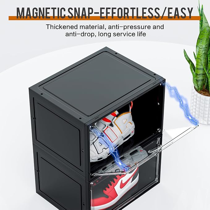 KEFA XL Shoe Storage Box Organizer, 8 Pack Shoe Boxes Clear Plastic Stackable - Image 7