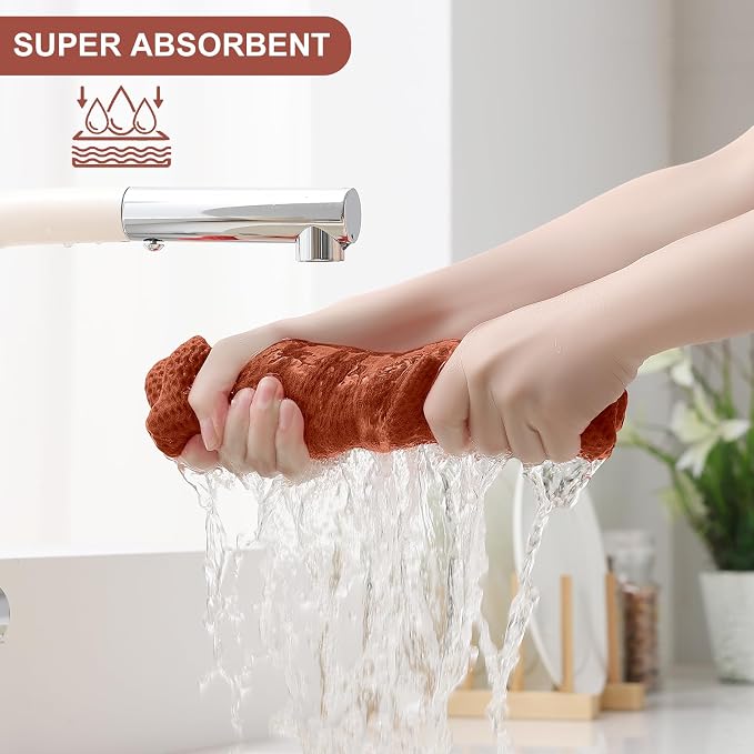 Homaxy 100% Cotton Kitchen Towels and Dishcloths Set, 12 x 12 Inches and 13 x - Image 3