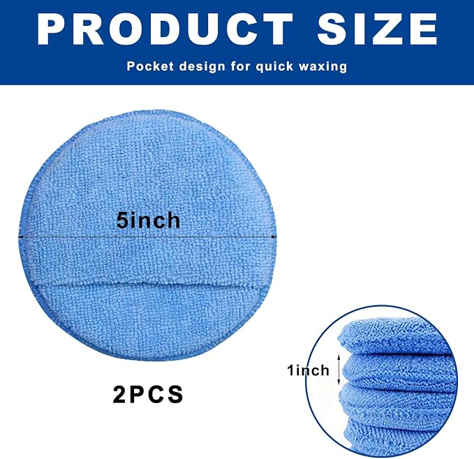 2PCS Microfiber Applicator Pads, 5 Inch Car Wax Foam Applicator - Image 2