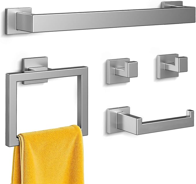 Kitsure 5-Pieces Bathroom Hardware Set & Accessories, Rustproof Towel Racks by Kitsure
