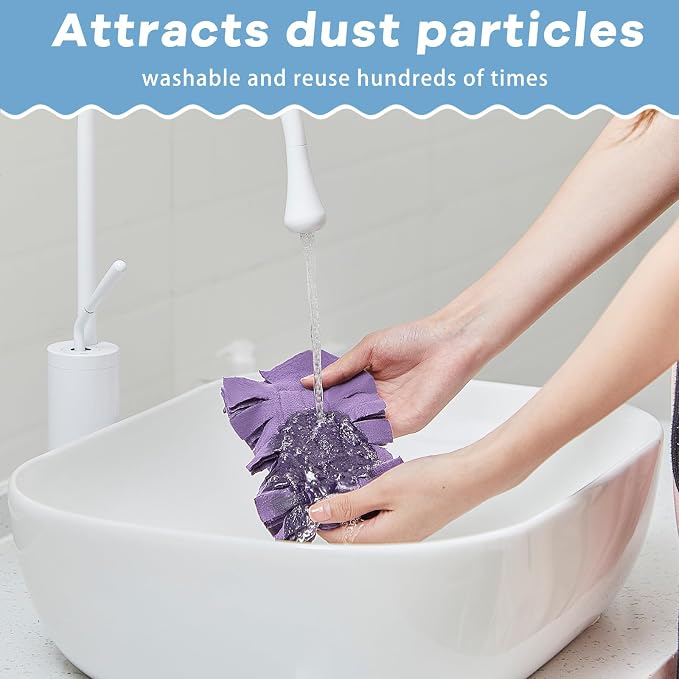Zubebe 20 Pcs Duster Refill Reusable Fleece Duster Refills Feather Flat Dusters - Image 3