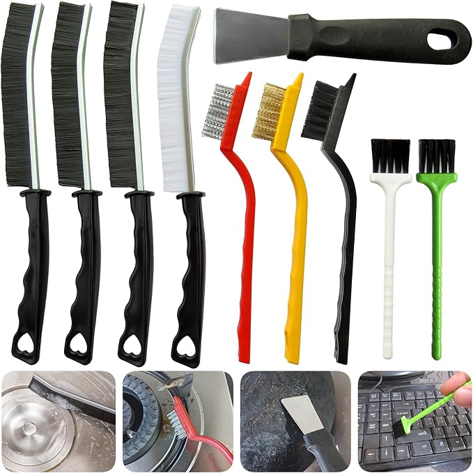10Pcs Crevice Cleaning Tools, Household Cleaning Brush，Hard Bristle Brushes by CRAFNEW
