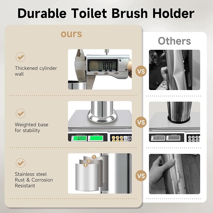 Silver Toilet Brush and Holder，Extra Long Handled Toilet Brush - Image 6