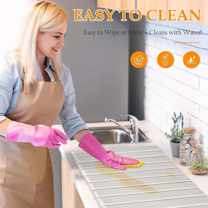 Stone Drying Mat for Kitchen Counter – Quick Dry PU-Coated Diatomaceous Earth - Image 7