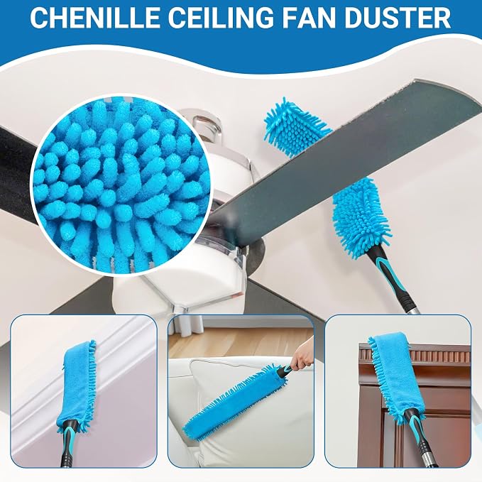 20 Feet High-Reach Cobweb Duster, Spider Web Brush & Ceiling Cleaning Kit - Image 5