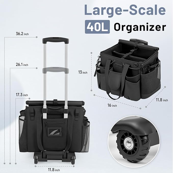 Large Cleaning Caddy for Cleaning Supplies Organizer, Rolling Cleaning Caddy - Image 2