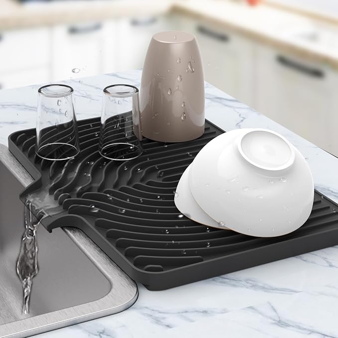 Silicone Drying Mat for Kitchen Counter, Dish Drying Rack Matt by JOOKKI