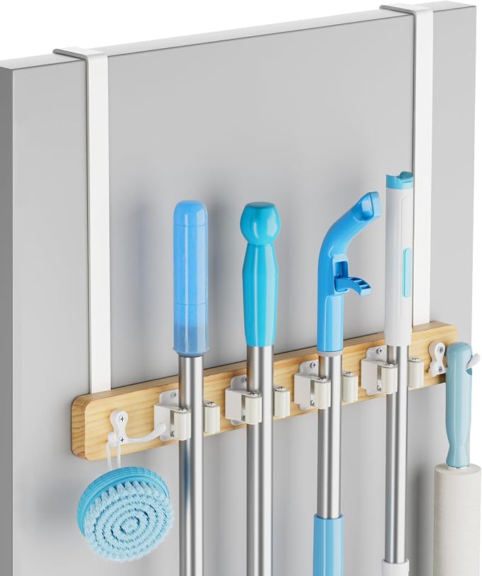 Lorbro Broom Holder Door Mount, Over the Door Broom and Mop Holder by Lorbro
