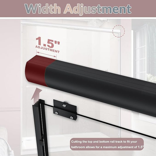 ELEGANT Shower Door 48" W x 72" H, Semi-Frameless Bypass Sliding Shower Doors - Image 2