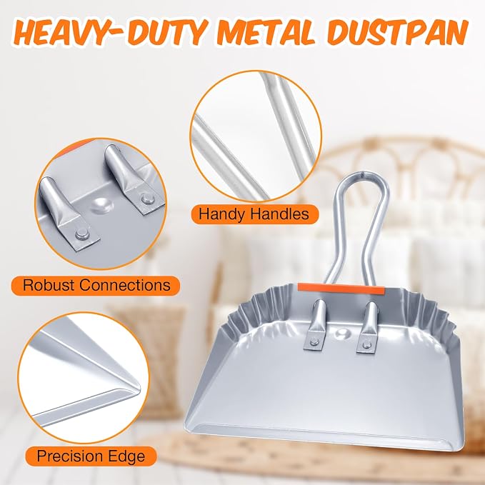 Mumufy 4 Pack Industrial Metal Dustpan 12" Heavy Duty Dust Pan - Image 3