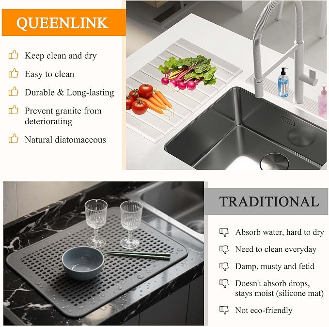 Stone Drying Mat for Kitchen Counter – Quick Dry PU-Coated Diatomaceous Earth - Image 4