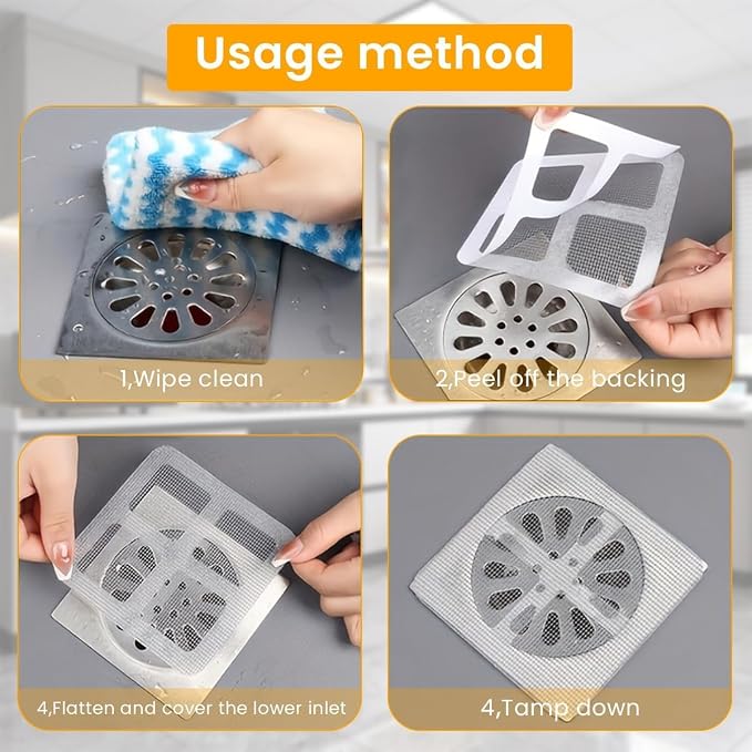 25 Pack, Square Shower Drain Mesh Sticker, - Image 3