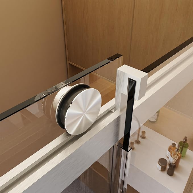 56-60" W x 76" H Frameless Single Sliding Glass Shower Doors Soft-Close - Image 4