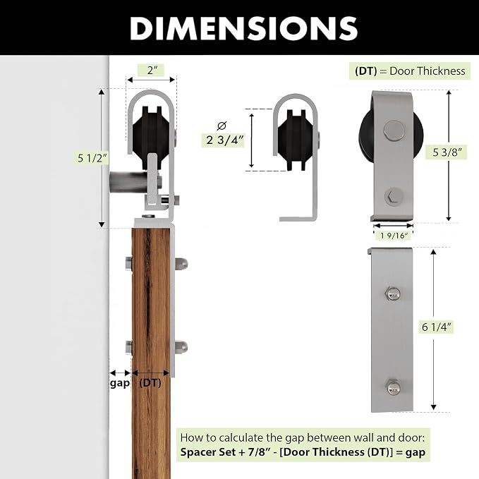 Homacer 28in Brushed Nickel Bi-Folding Sliding Barn Door Hardware Kit - Image 6