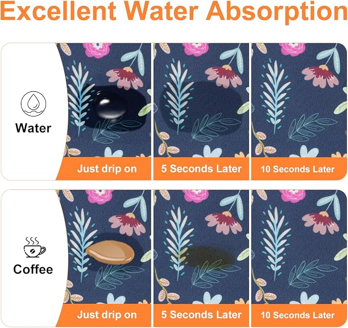 LOKHOM Dish Drying Mat for Kitchen Counter, Vintage Dish Drainer Rack Mat - Image 4