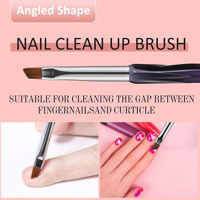 Nail Art Clean Up Brushes, Flat/Oval/Fine Angled Gel Nail Brushes - Image 5
