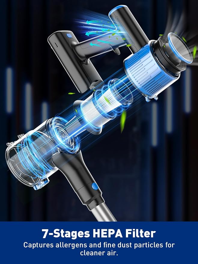 Cordless Vacuum Cleaner, 8 in 1 Powerful Suction Lightweight Vacuum Cleaner - Image 6
