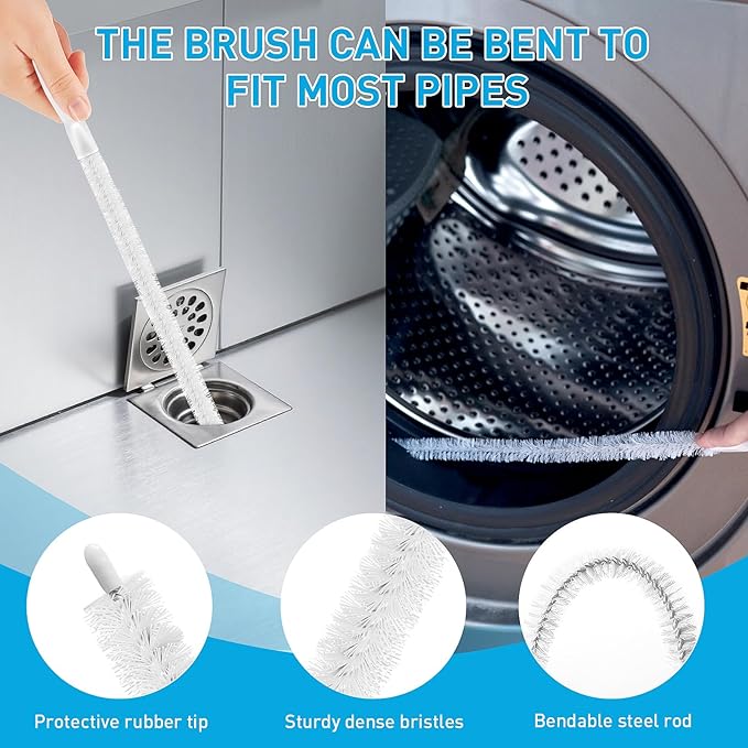 Drain Snake 12 Set: 25inch Snake Drain Hair Removal Tool, 59inch Cleaning Brush - Image 4