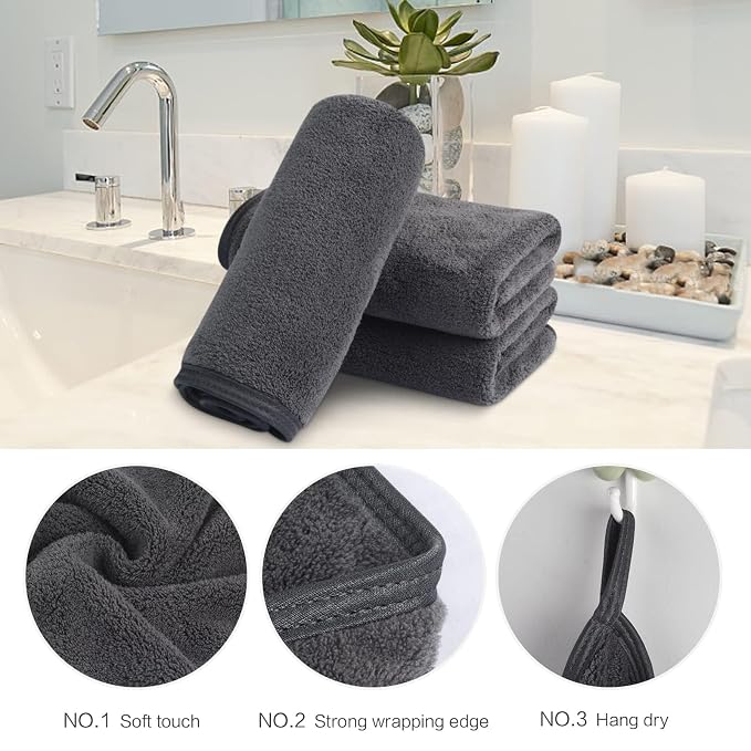 SINLAND Absorbent Coral Velvet Washcloth Ultra Soft Microfiber Face Towels 12 x - Image 5