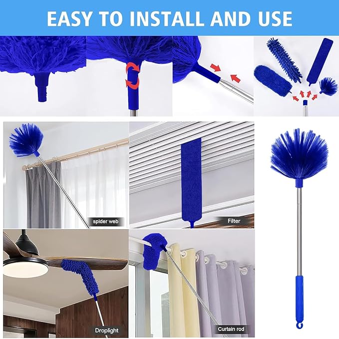 Ceiling Fan Cleaner Dusters for Cleaning 6-in-1 Kit, Cobweb Duster - Image 6