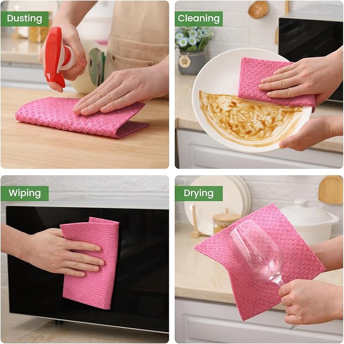 Homaxy Swedish Dishcloths for Kitchen, 10 Pack Reusable and Washable Cellulose - Image 5