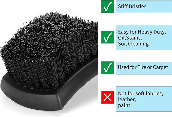 Wheel Rim & Tire Brush Set, Soft & Stiff Bristle Wash Cleaning Supplies Kit - Image 4