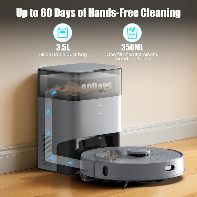 AIRROBO T25+ Robot Vacuum and Mop Combo, 5500Pa Powerful Suction, Self-Emptying - Image 2