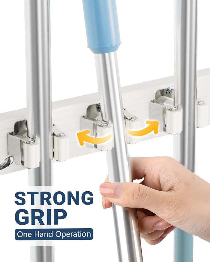 Lorbro Broom Holder Door Mount, Over the Door Broom and Mop Holder - Image 3
