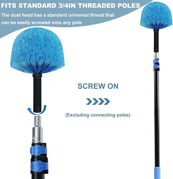 2 Pack Robust Cobweb Duster Head Brush – Superior Twist-On Web Cleaning Tool – - Image 4