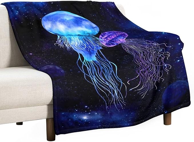 Jellyfish Gifts for Girls & Women - Soft, Warm & Cozy Fleece Throw Blanket for Kids & Adults - 60"x80"