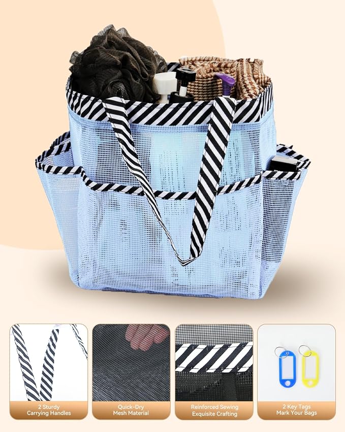 Temede Mesh Shower Caddy Tote, Large Shower Caddy Basket Portable, Quick Dry - Image 4
