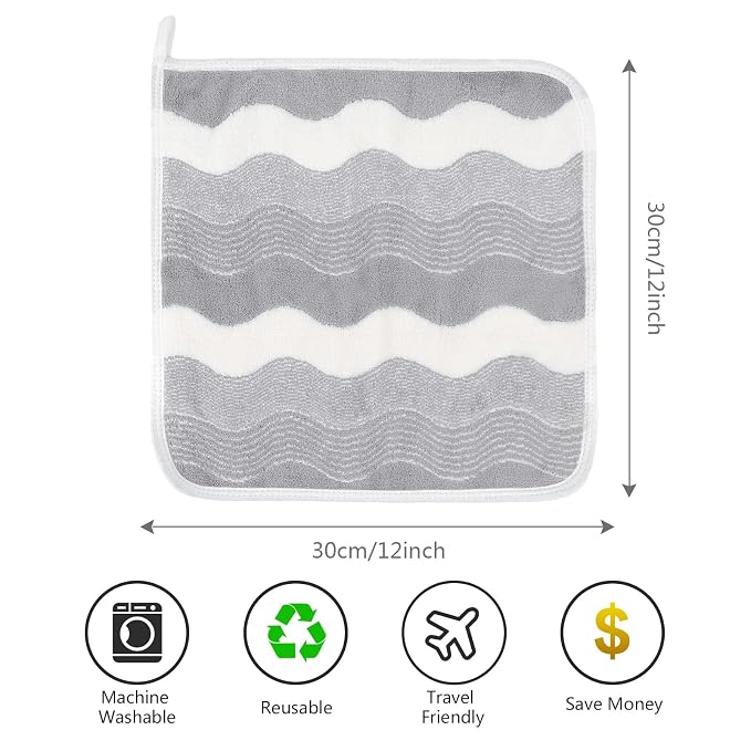 SINLAND Absorbent Coral Velvet Washcloth Ultra Soft Microfiber Face Towels 12 x - Image 2