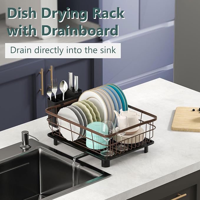 Iron Dish Drying Rack with Drainboard Dish Drainers - Image 2